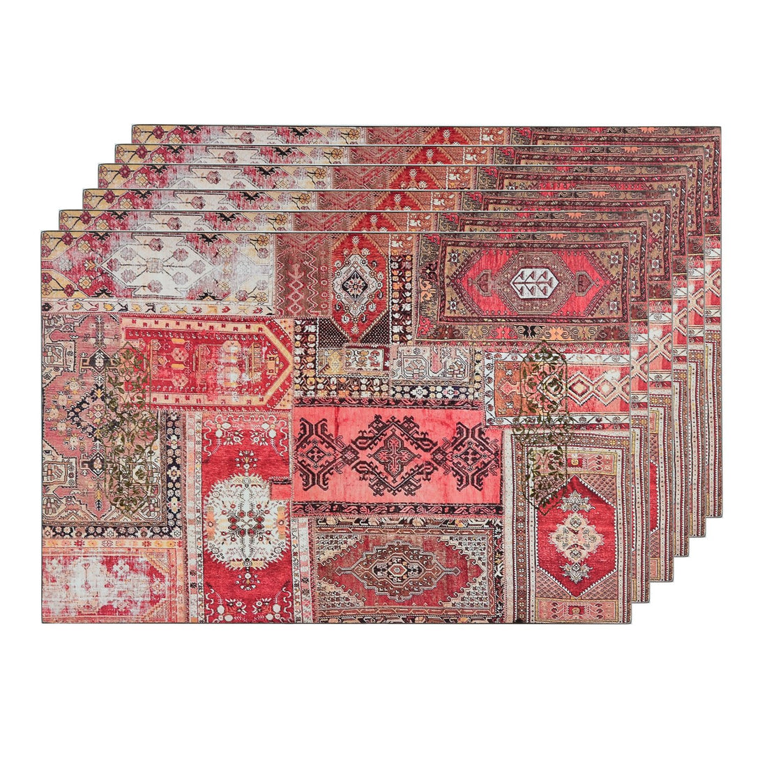 Set of Six Serapi Collage Table Mats