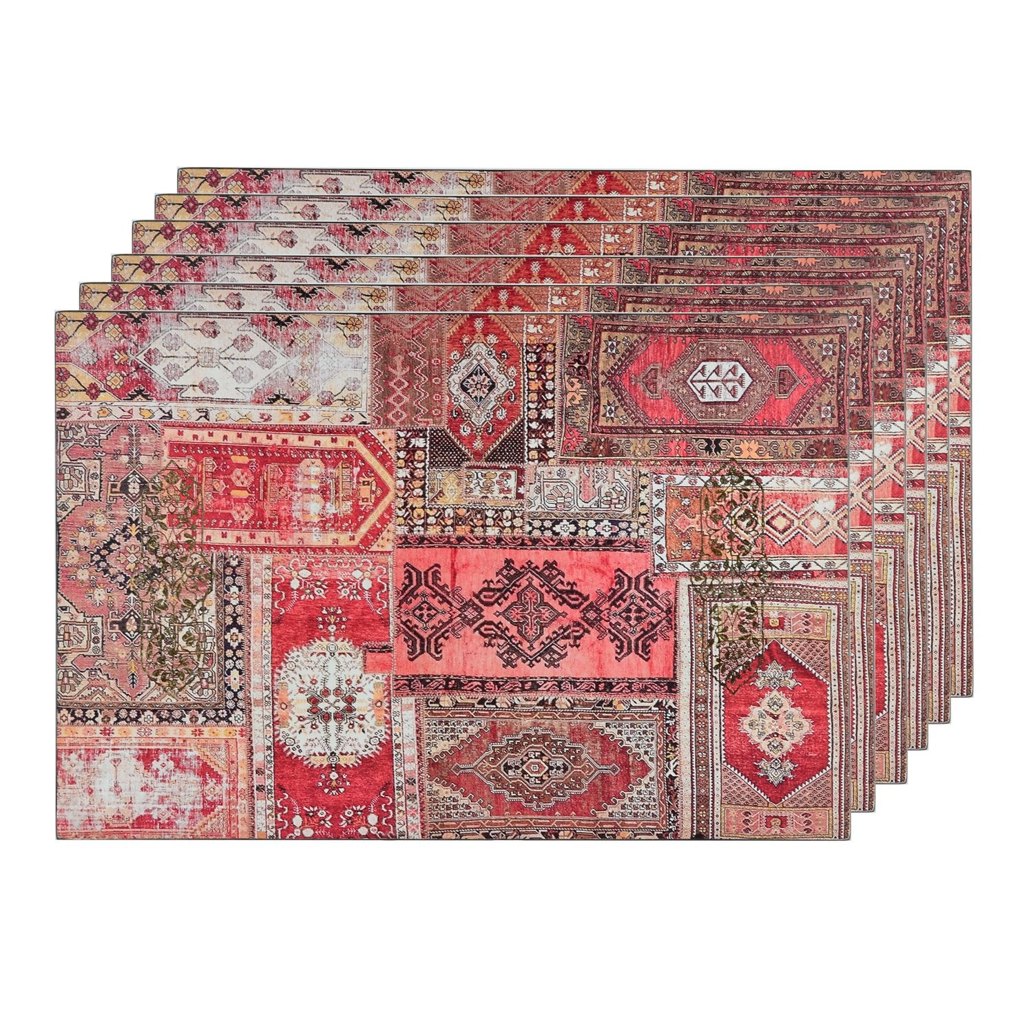 Set of Six Serapi Collage Table Mats