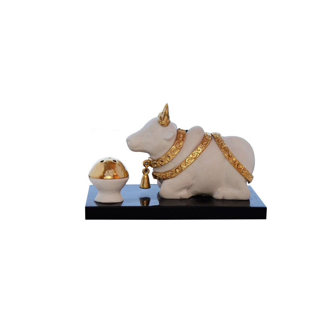 Nandi Bull Incense Holder- White in Resin and Gold Plated