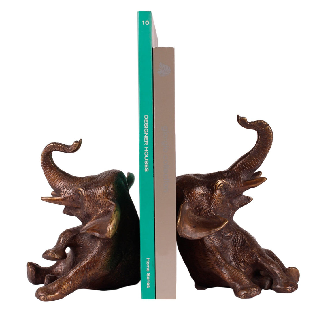 Elephant Bookends - Brass