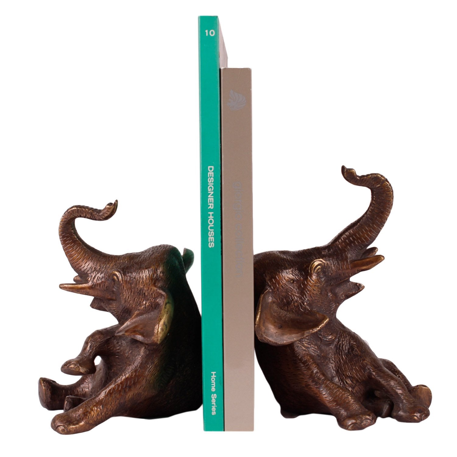Elephant Bookends - Brass