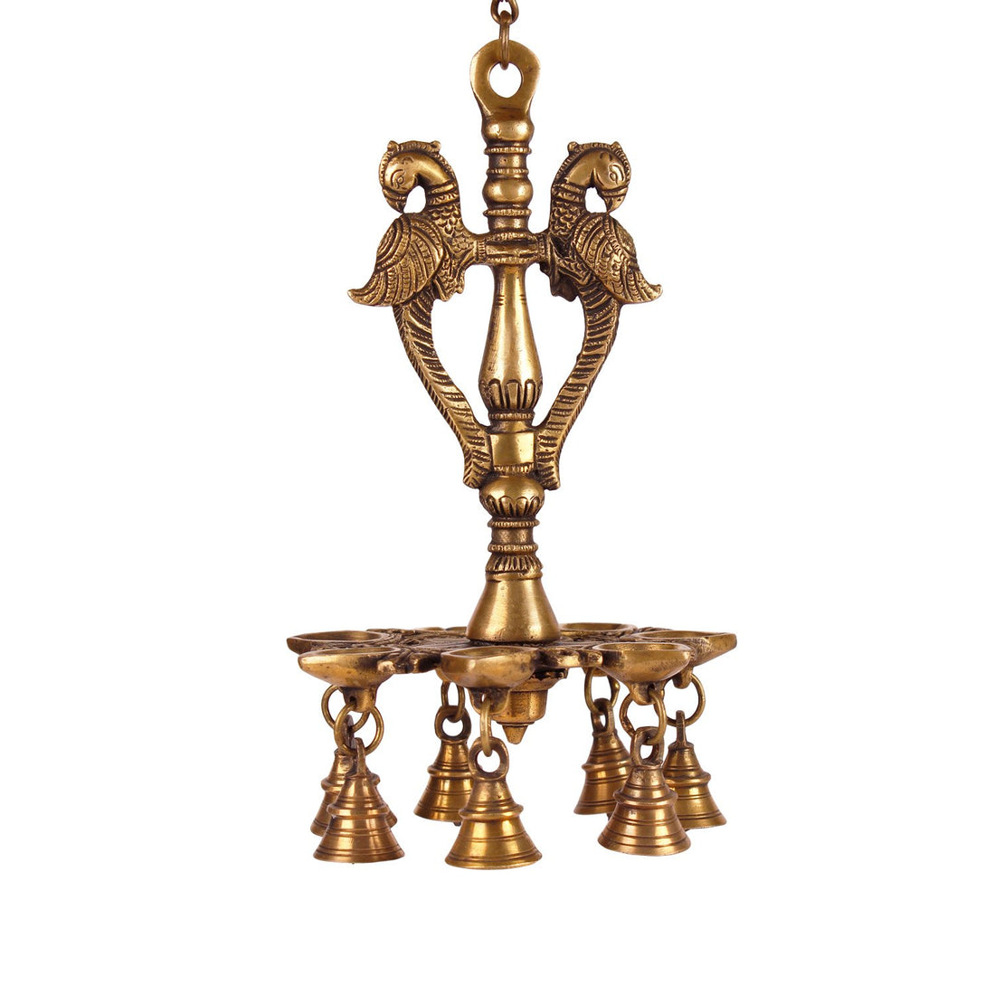 Peacock Hanging Diya - Brass