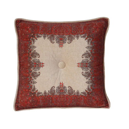 Jamawar Cushion  - Beige in Shanil  18″ x 18″