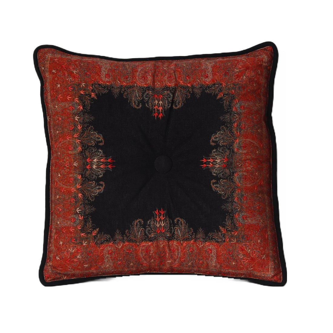 Jamawar Cushion  - Black in Shanil  18″ x 18″
