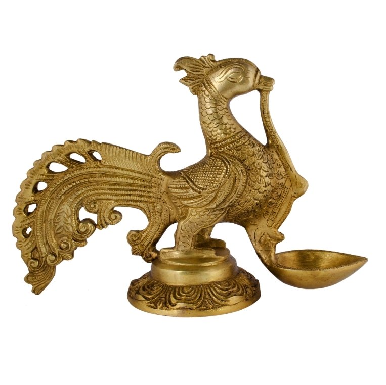 Peacock Aarti Diya - Brass