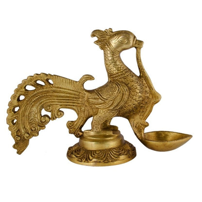 Peacock Aarti Diya - Brass