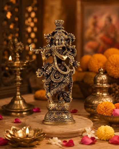 Krishna South Idol - Brass