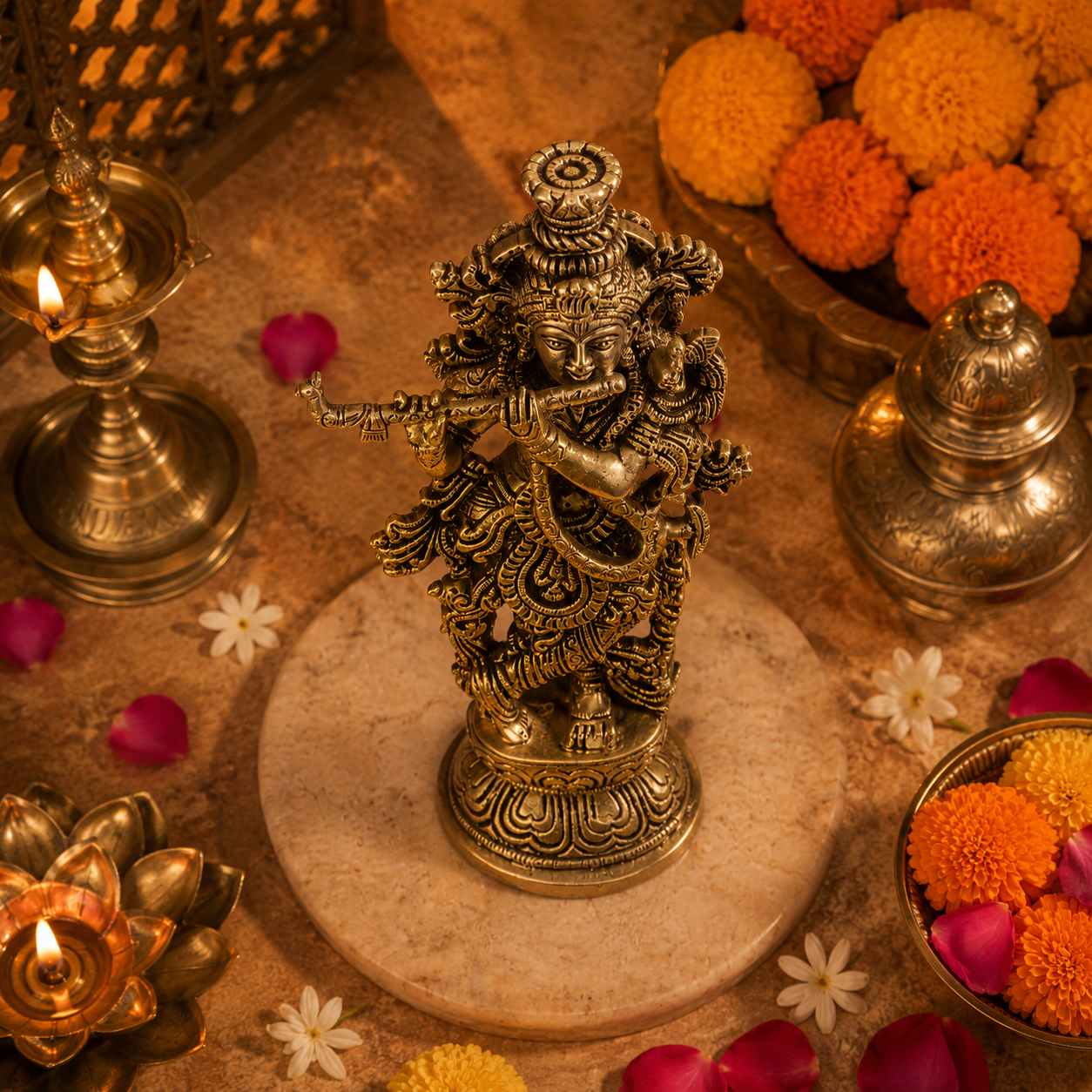 Krishna South Idol - Brass