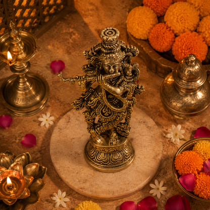 Krishna South Idol - Brass