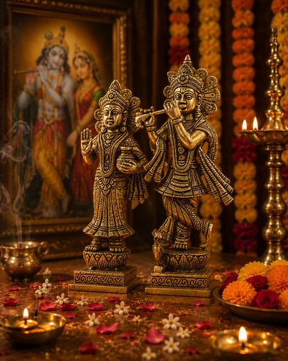 Radha Krishna Standing Idol  - Large in Brass