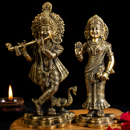 Radha Krishna Standing Idol - Brass