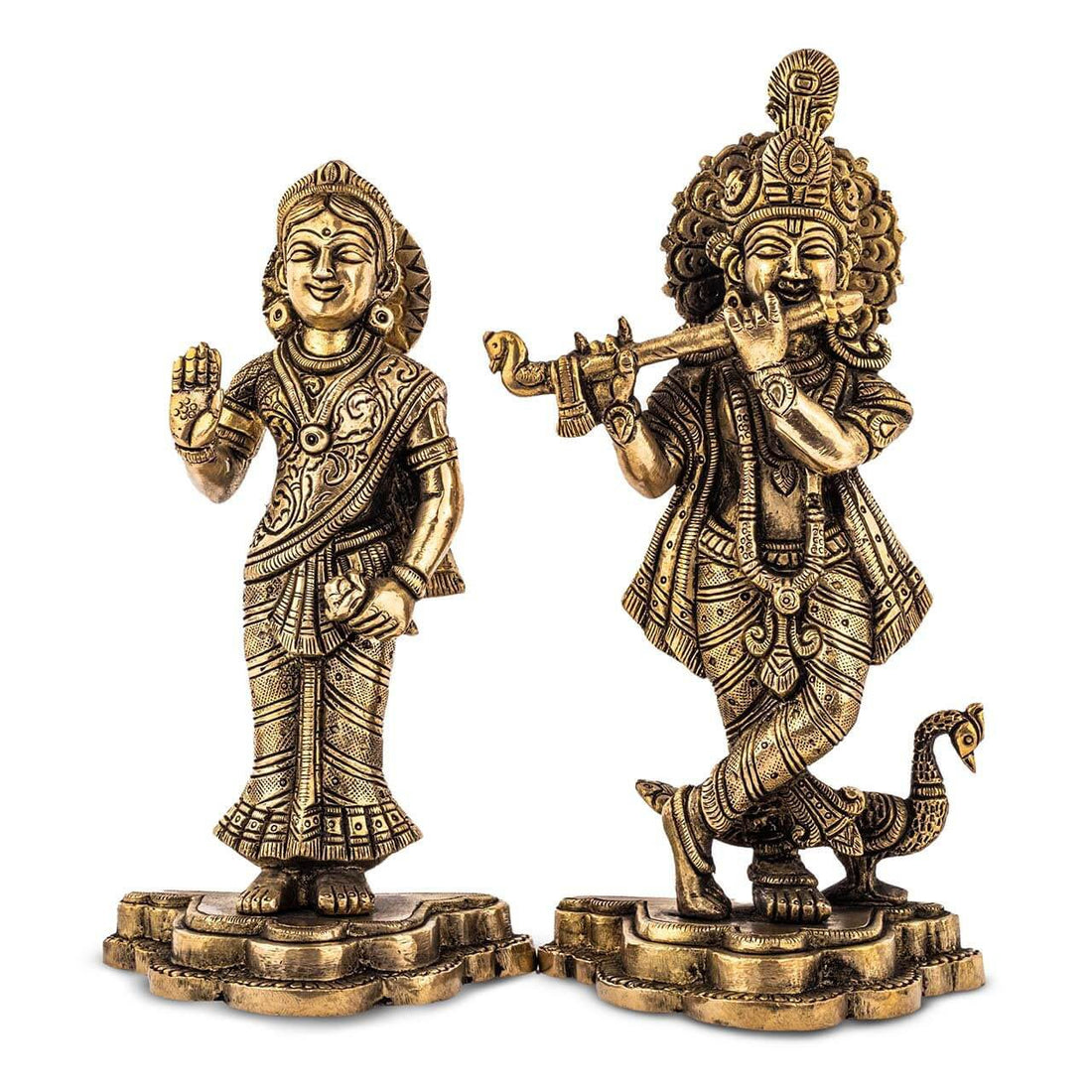 Radha Krishna Standing Idol - Small in Brass