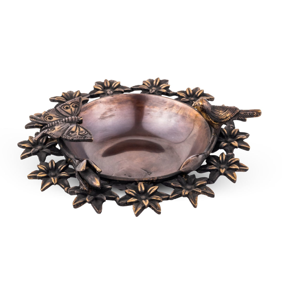 Flower Bird Bath - Small in Brass