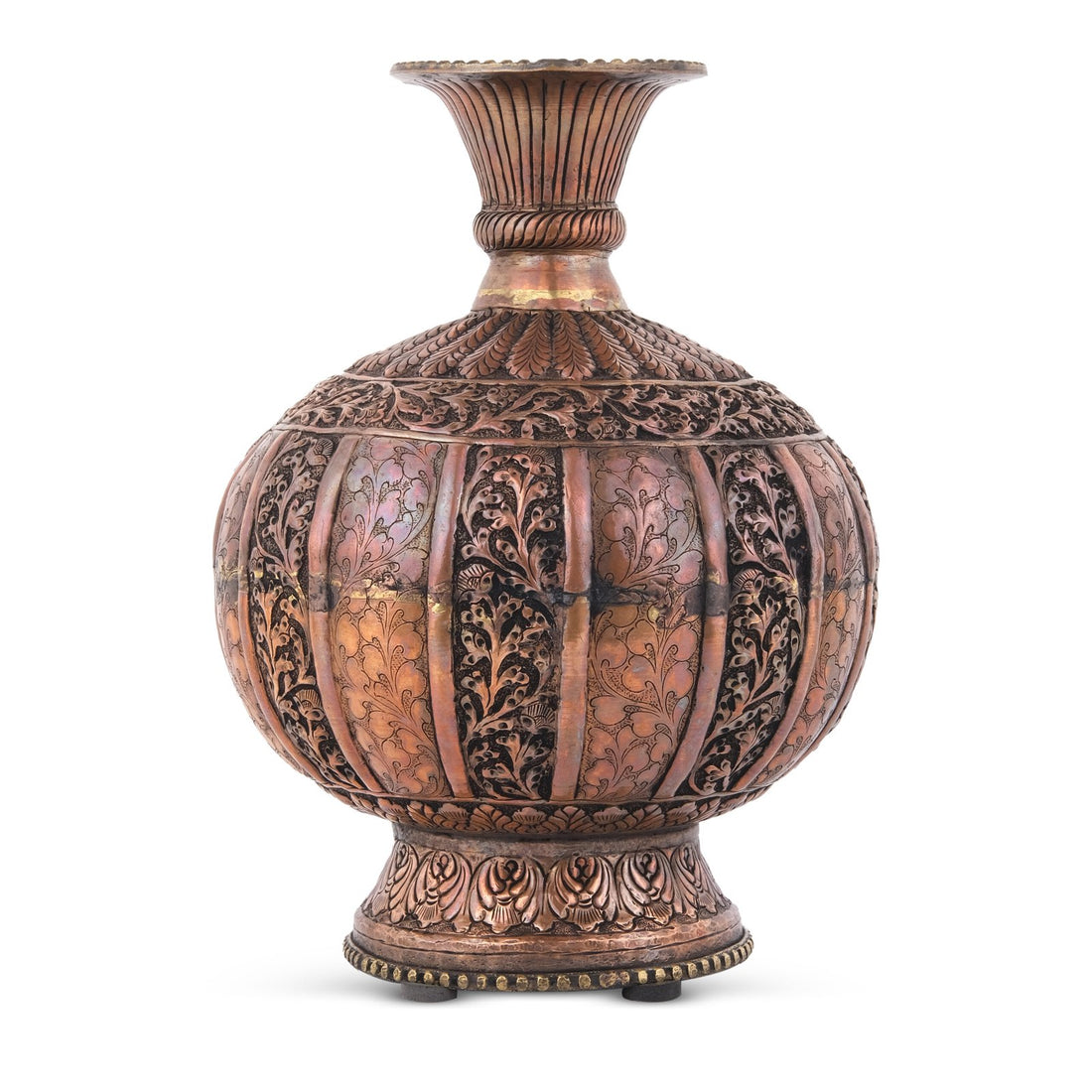 Vintage Carved Pot - Copper