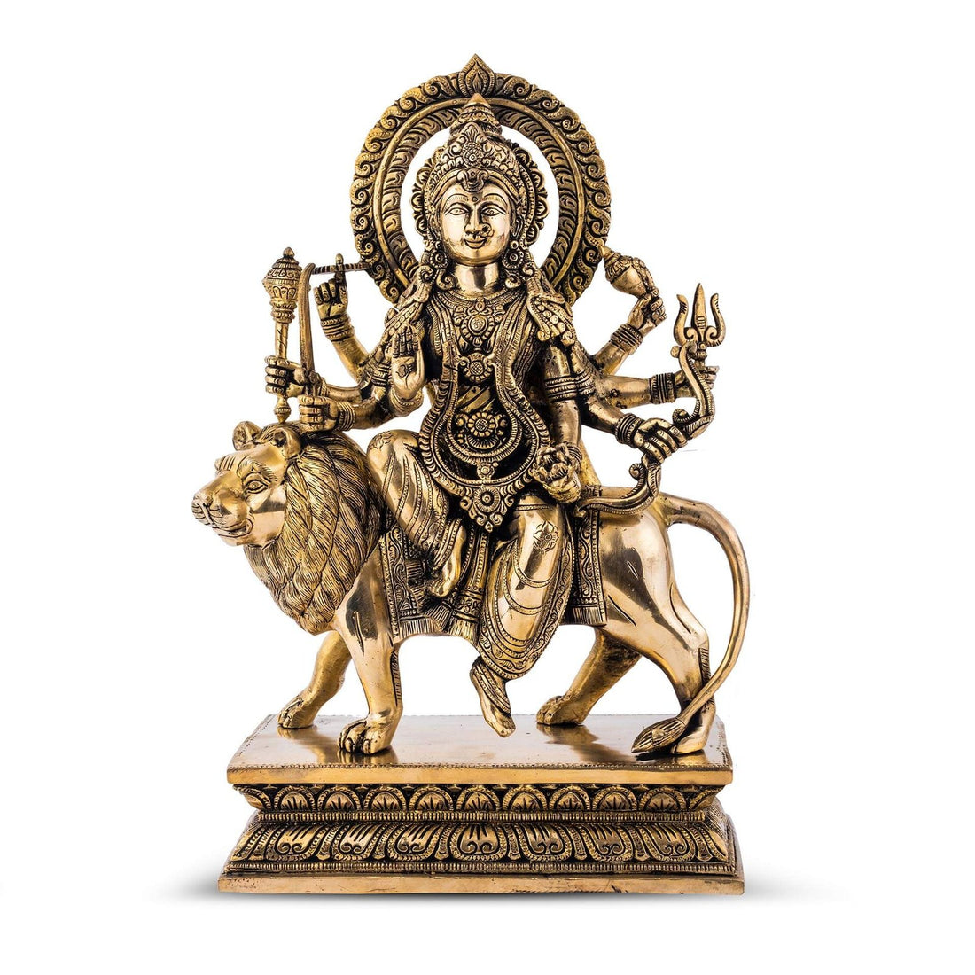 Durga With Base Idol - Large in Brass