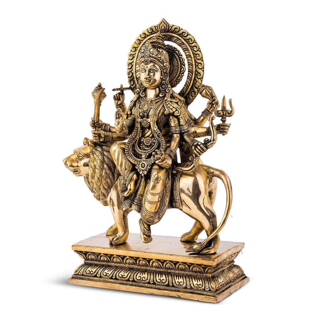 Durga With Base Idol - Large in Brass