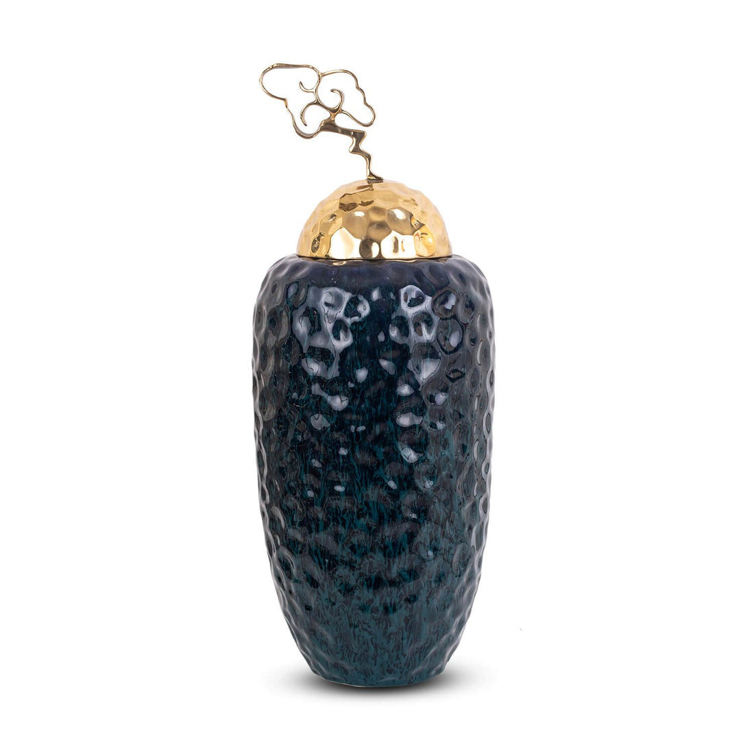 Hammered Vase - Black in Ceramic