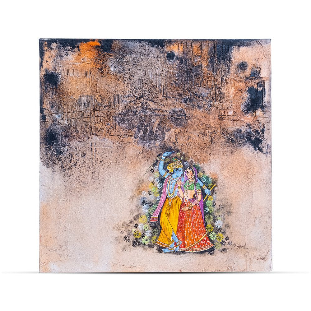 Radha Krishna By Shwet Goel - Acrylic on canvas