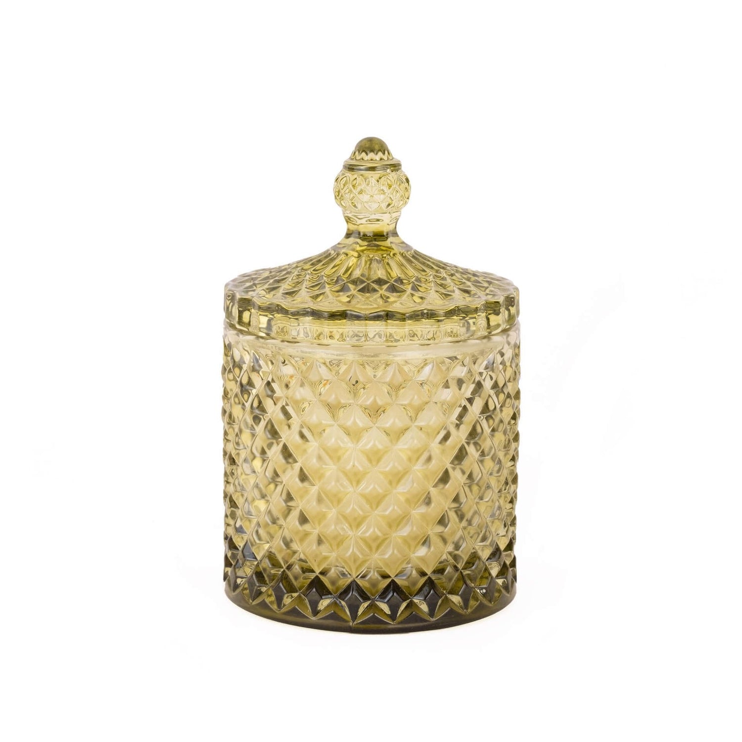 Cut-Glass Candle With Lid
