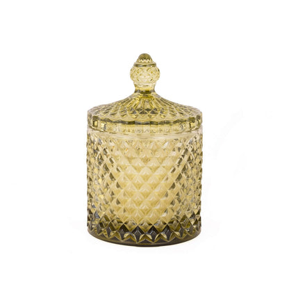 Cut-Glass Candle With Lid