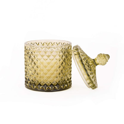 Cut-Glass Candle With Lid