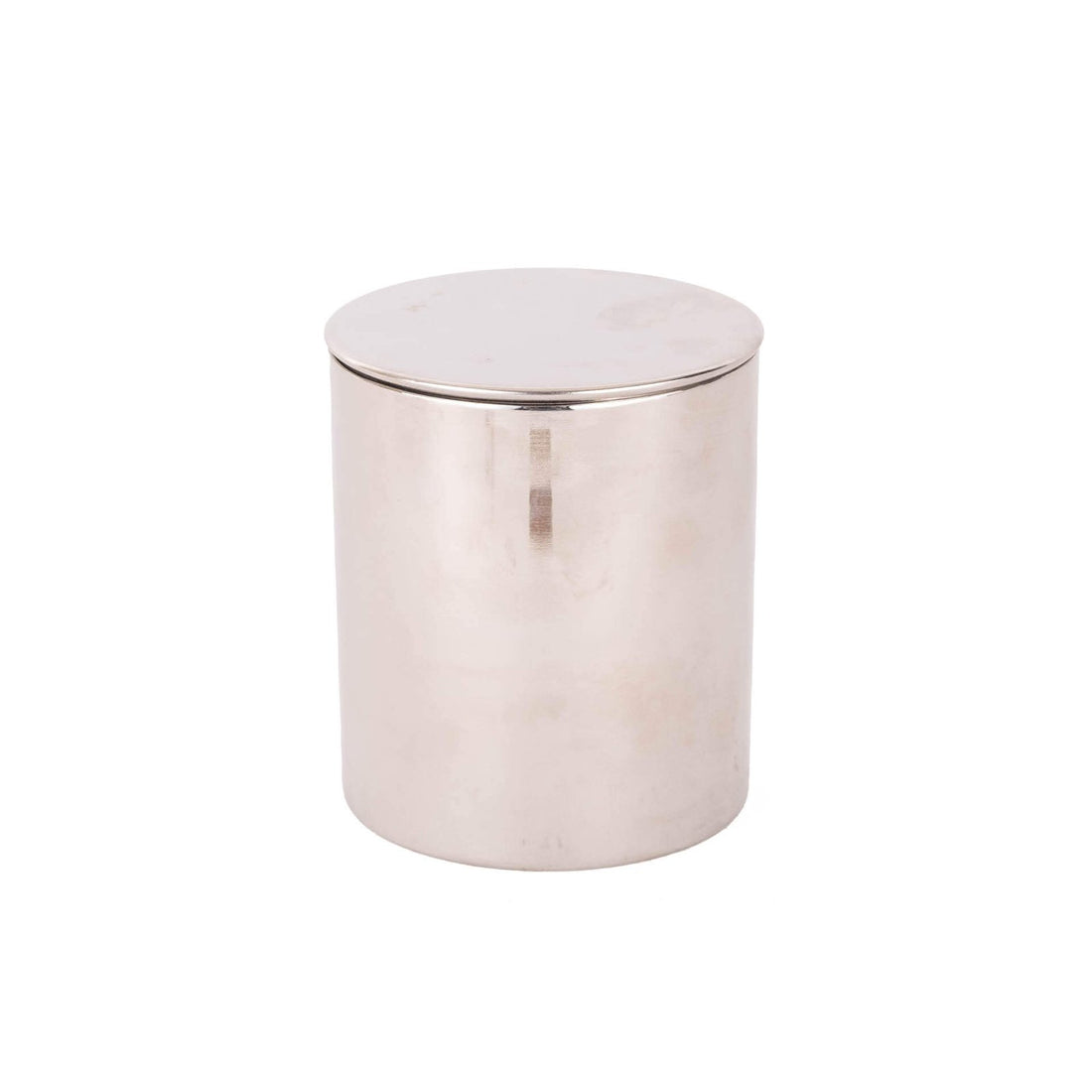 Metal Candle With Lid - Silver