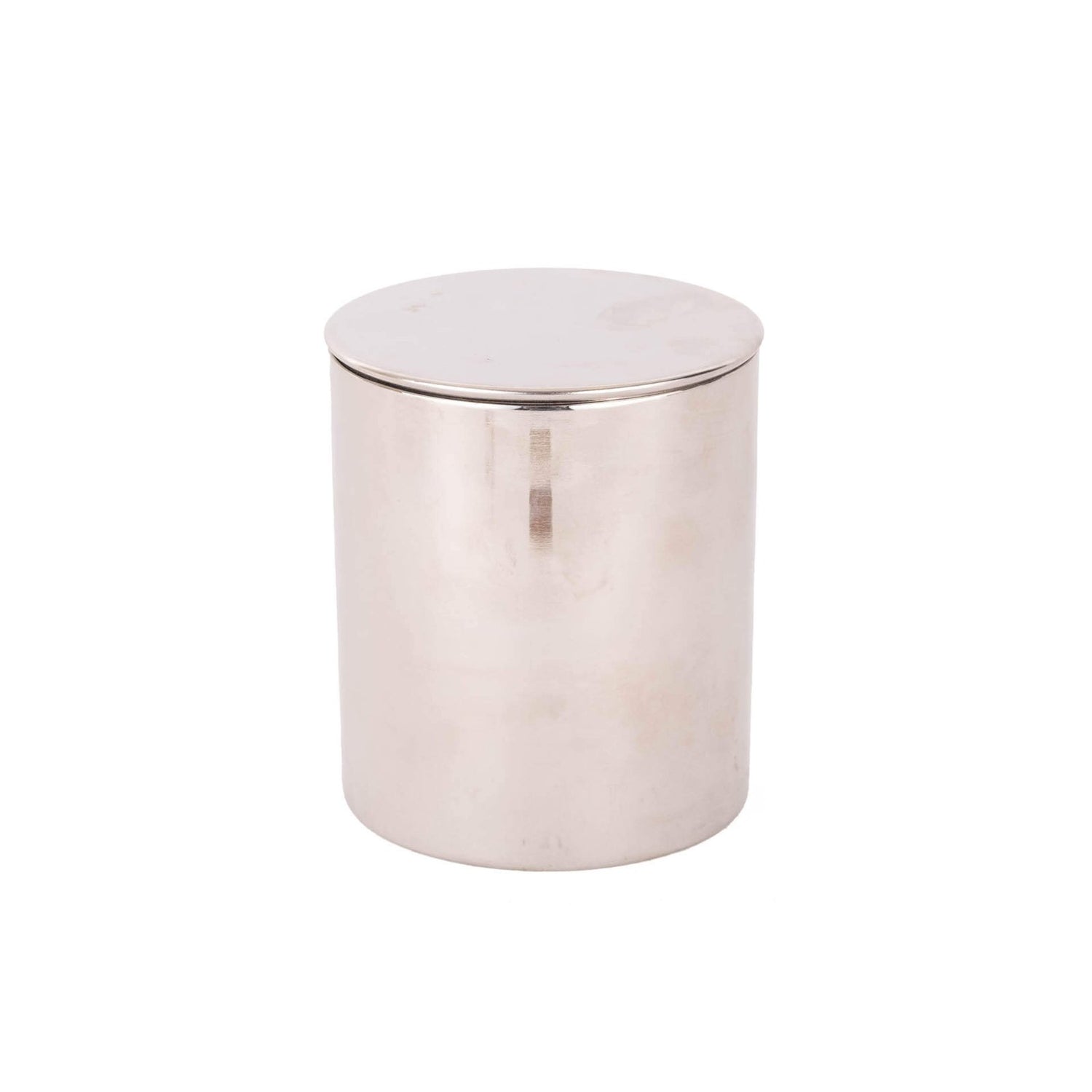 Metal Candle With Lid - Silver