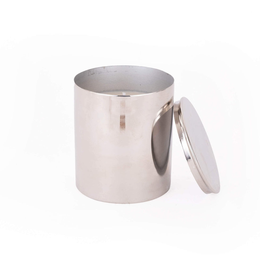 Metal Candle With Lid - Silver
