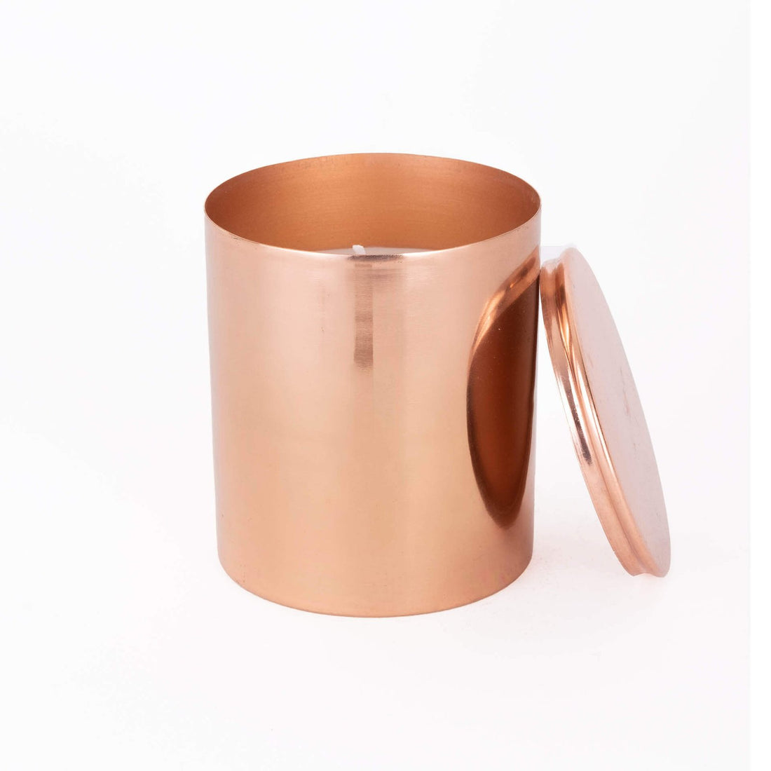 Metal Candle With Lid - Copper