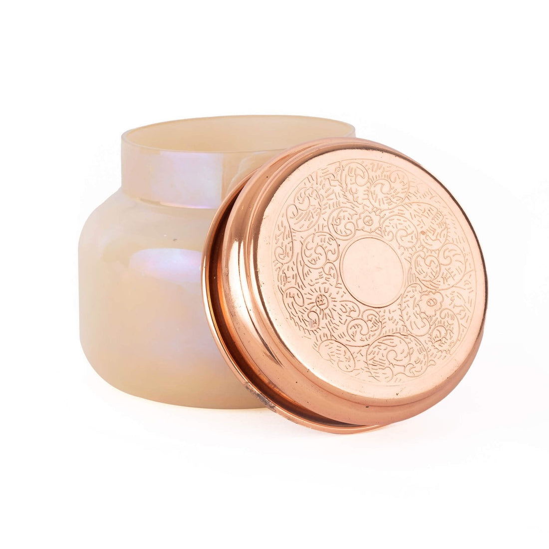 Glass Candle With A Golden Lid