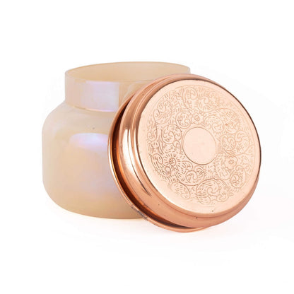 Glass Candle With A Golden Lid