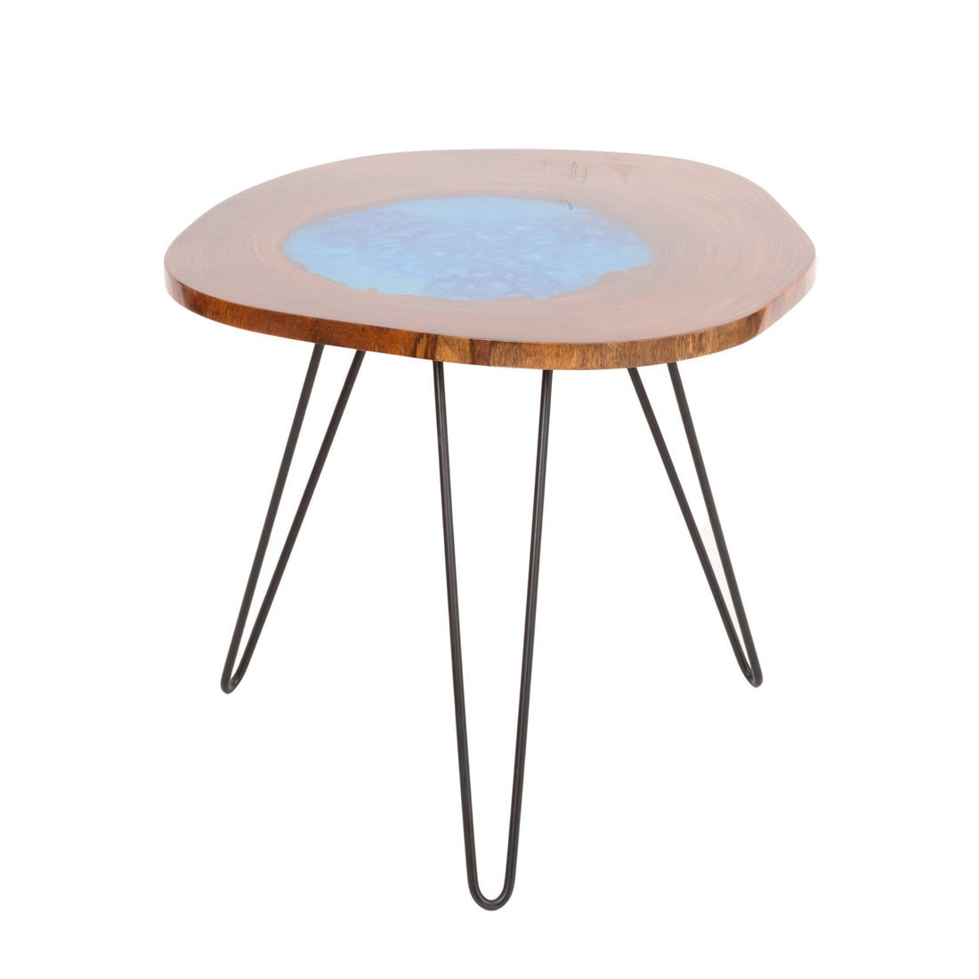 Alcoholic Ink Art - Side Table in Wood and Resin