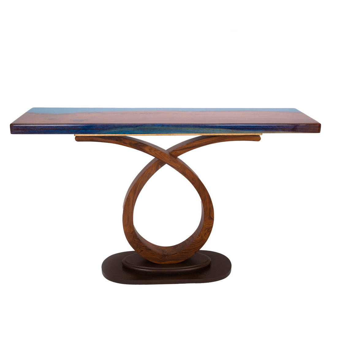 Blue resin and wood console