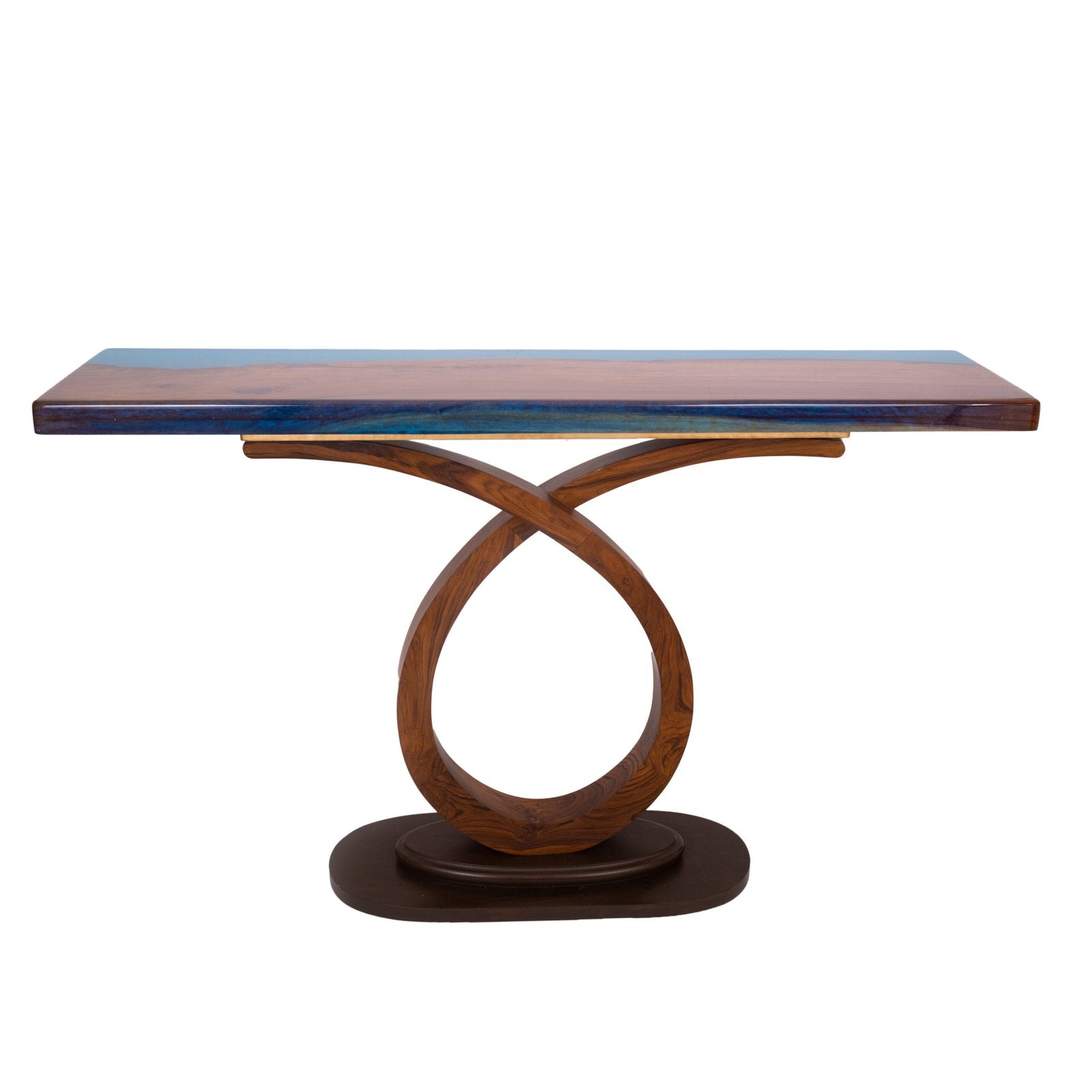 Blue resin and wood console