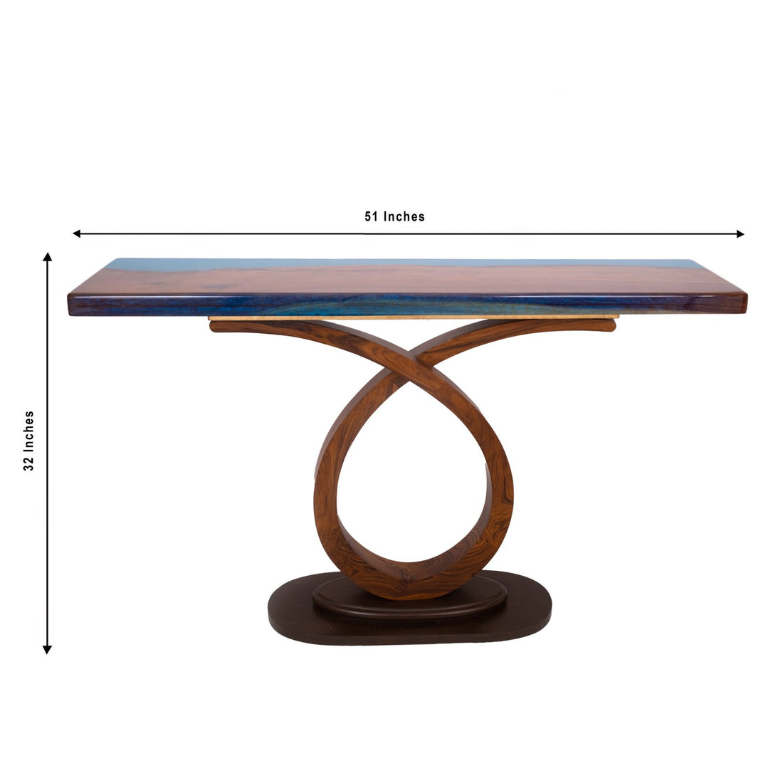Blue resin and wood console