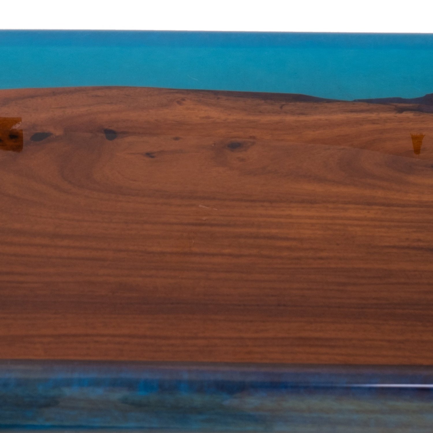 Blue resin and wood console