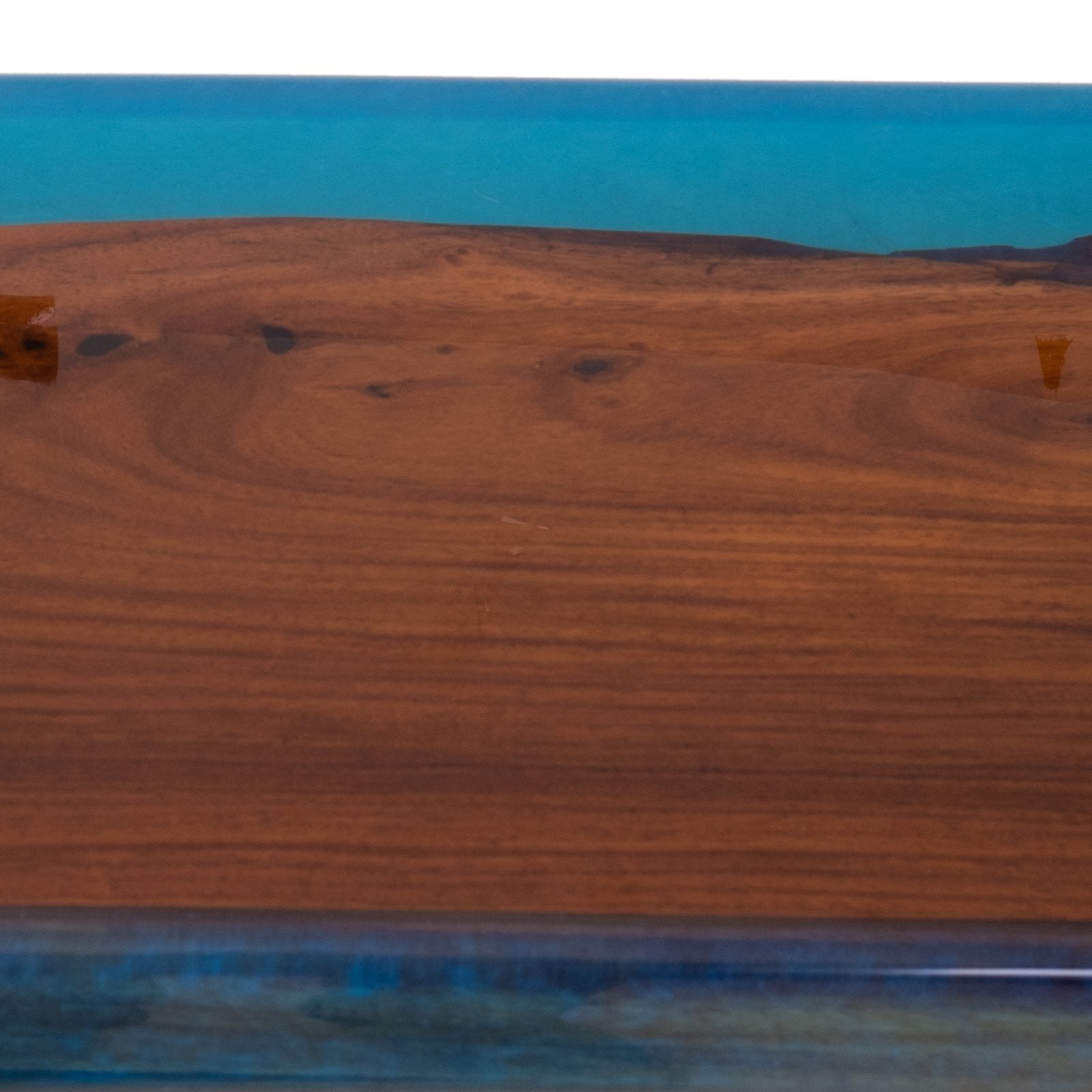 Blue resin and wood console