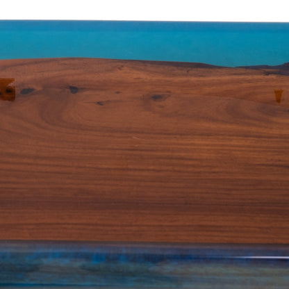 Blue resin and wood console