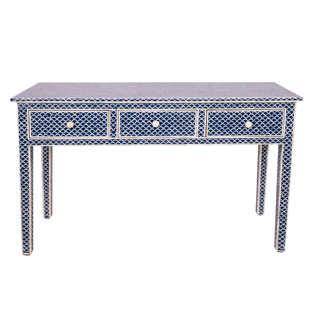 Bone Console Table - Blue in Wood and Inaly