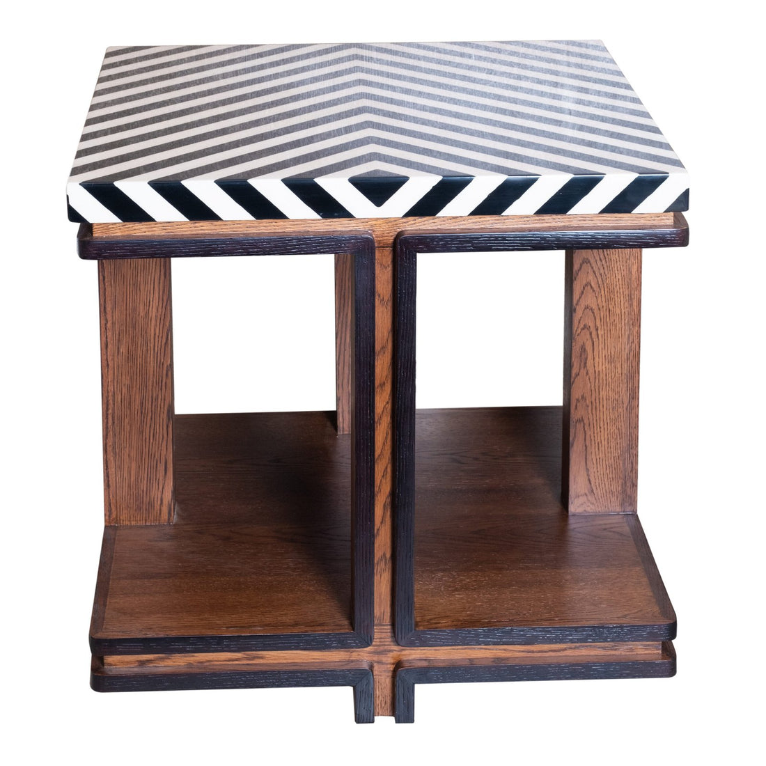 Chevron Design Top - Side Table in Teak Wood