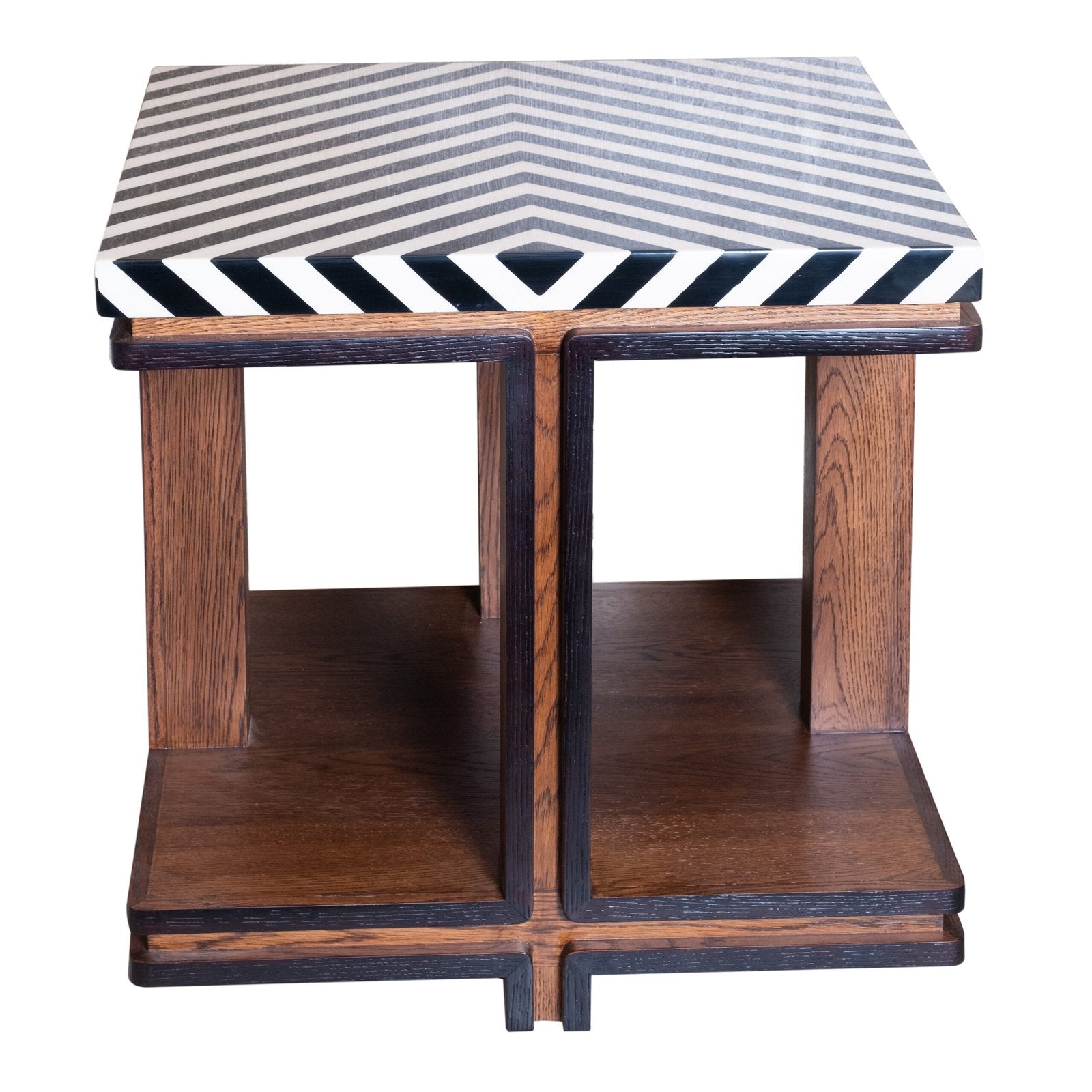 Side table with chevron design top