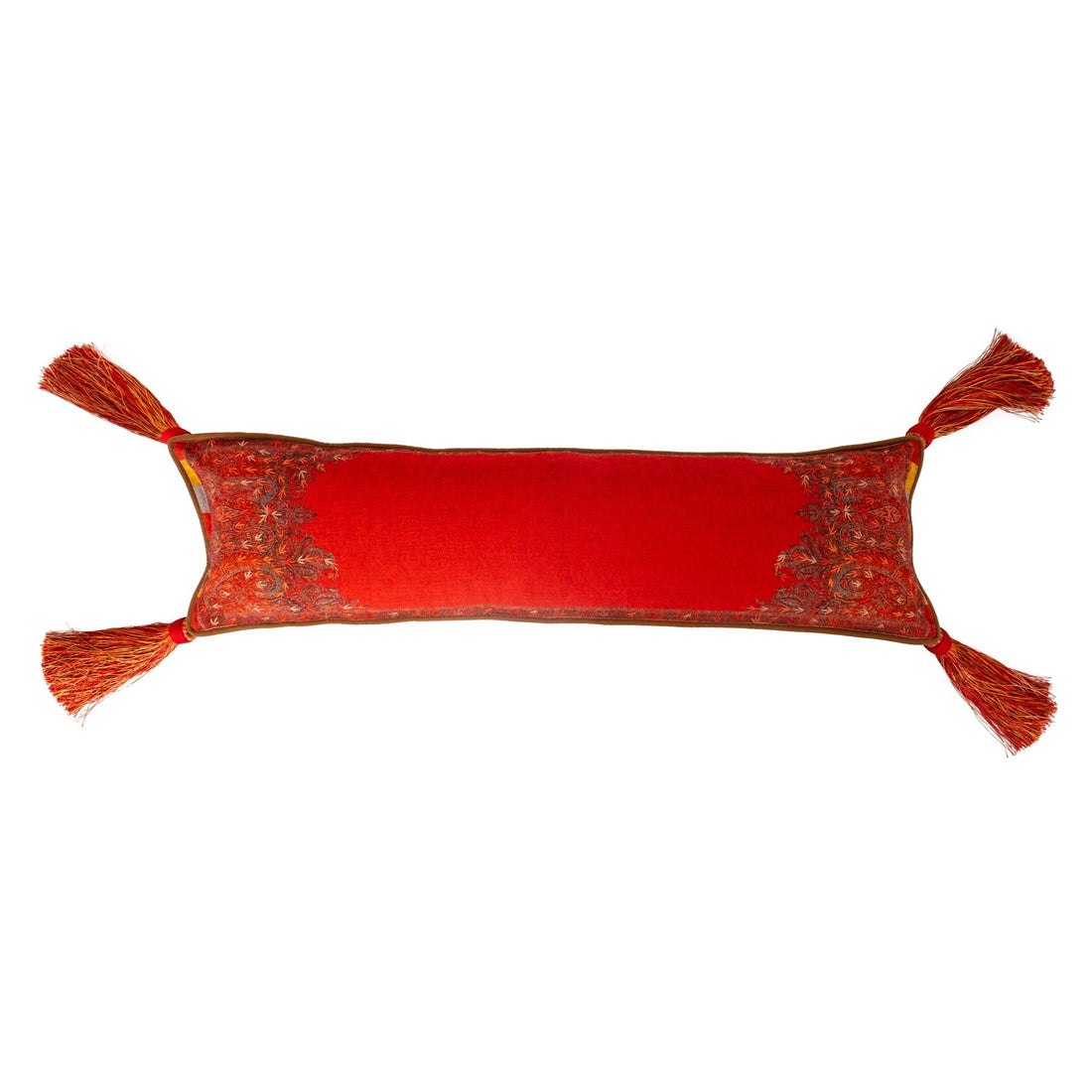 Jamawar Floral Cushion Cover - Red in Shanil 10″ x 38″