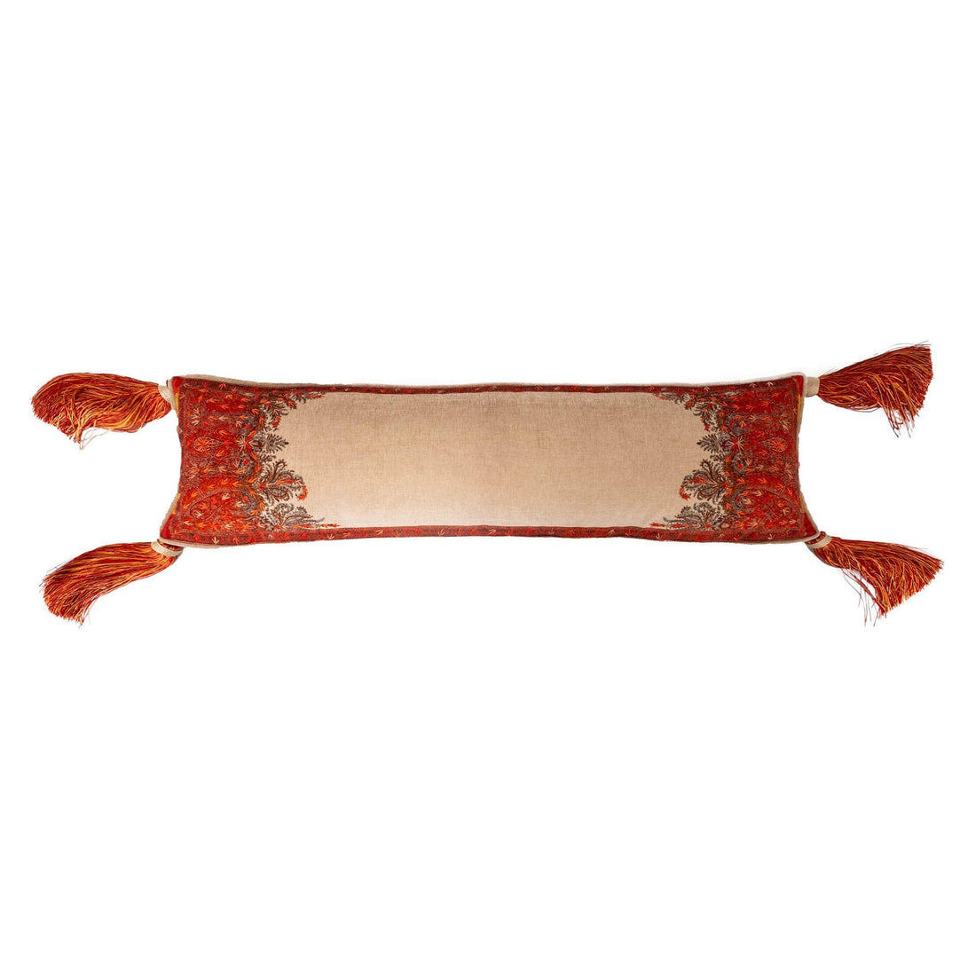 Jamawar Floral Cushion Cover - Beige in Shanil 10″ x 38″