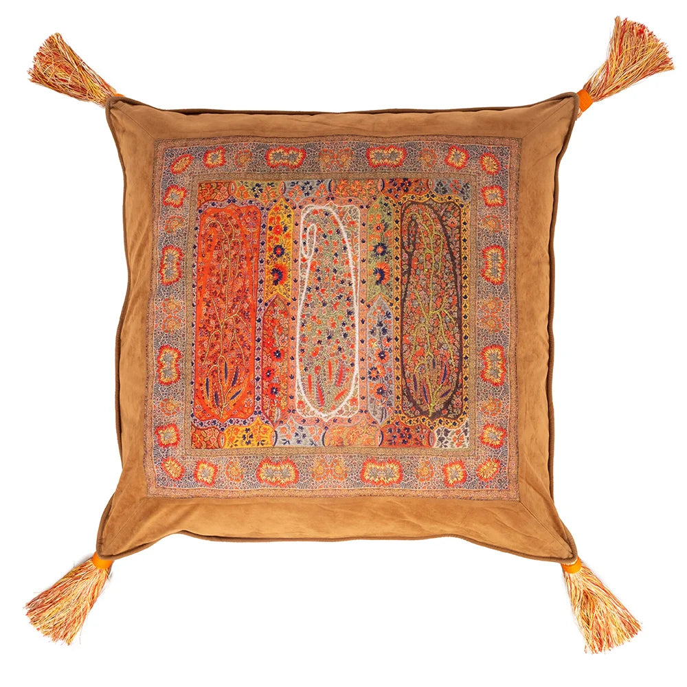 Jamawar Floor Cushion Cover -Tan Brown in Shanil  36&