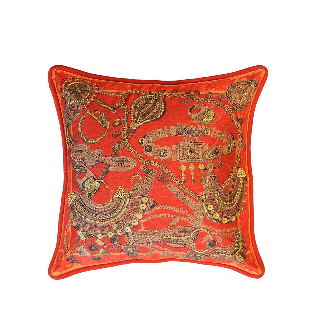 Apsara Cushion Cover – Red in Silk Blend 12&