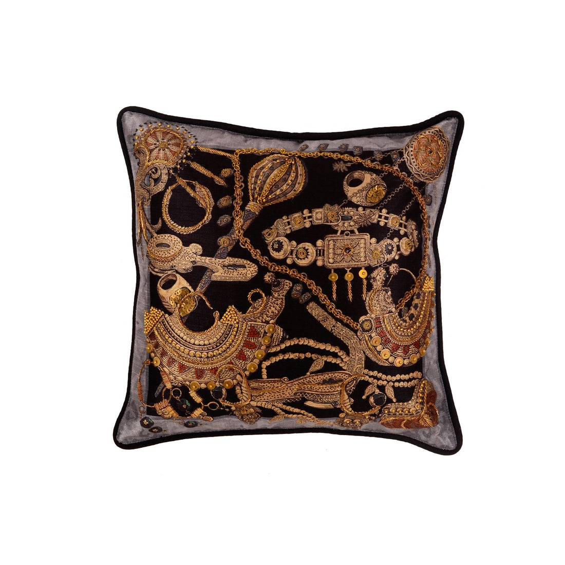 Apsara Cushion Cover – Black in Silk Blend 12&