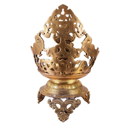 Ganpati Sparrow Urli - Brass