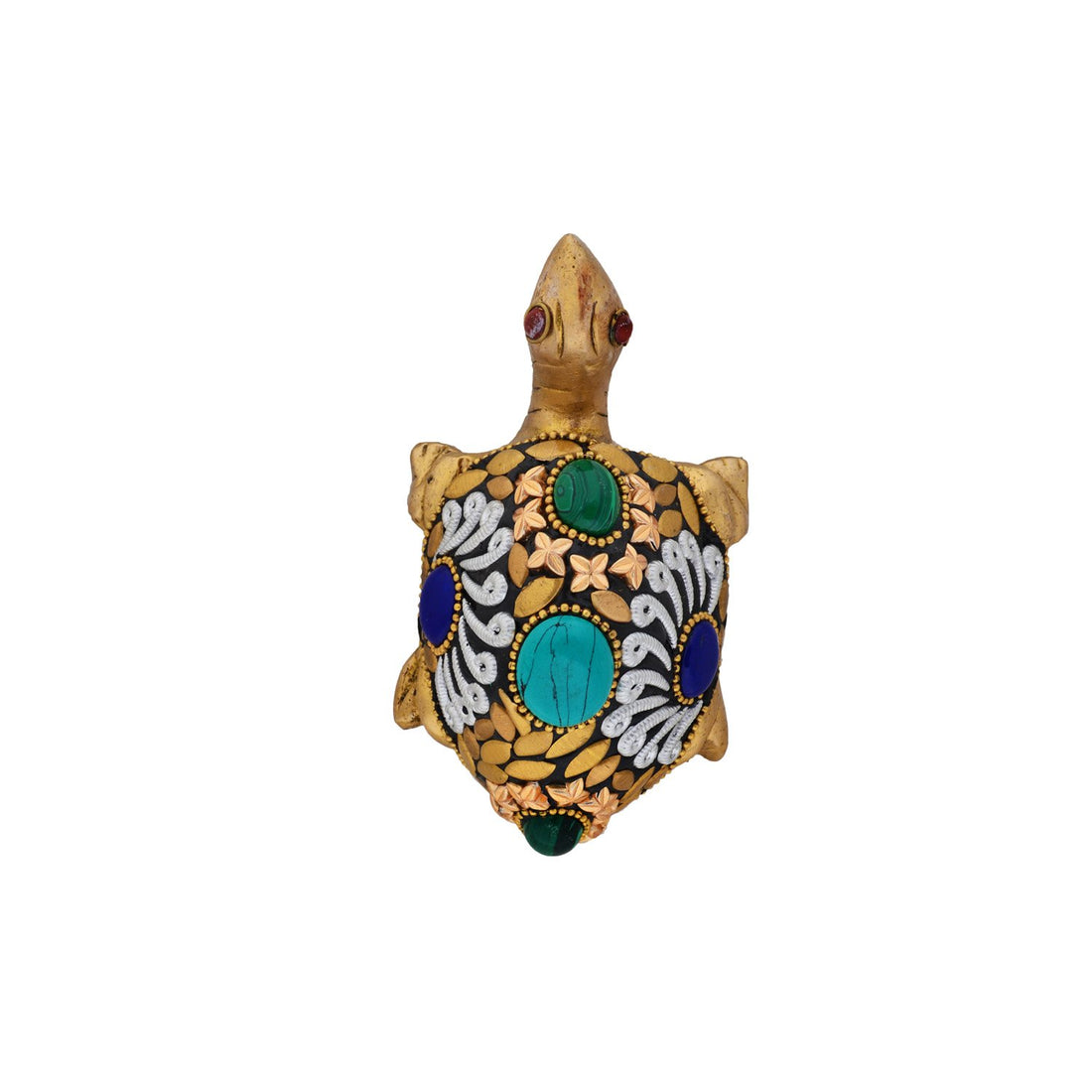 Tortoise With Stone - Turquoise and Brass