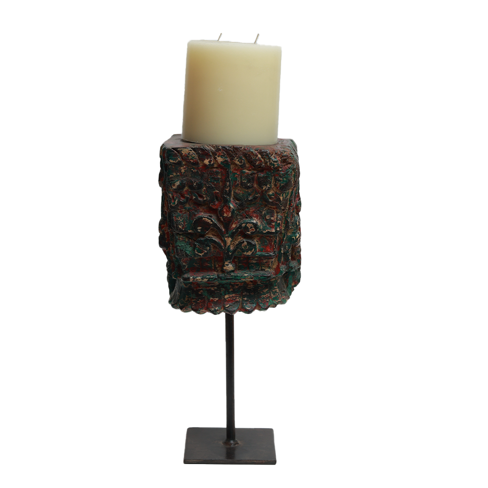 Nalanda Carved  Candle Stand