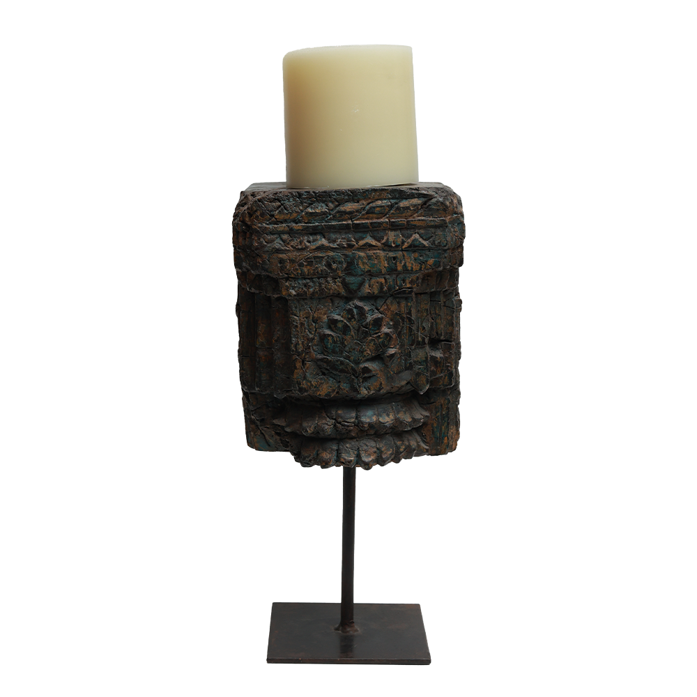 Nalanda Carved  Candle Stand
